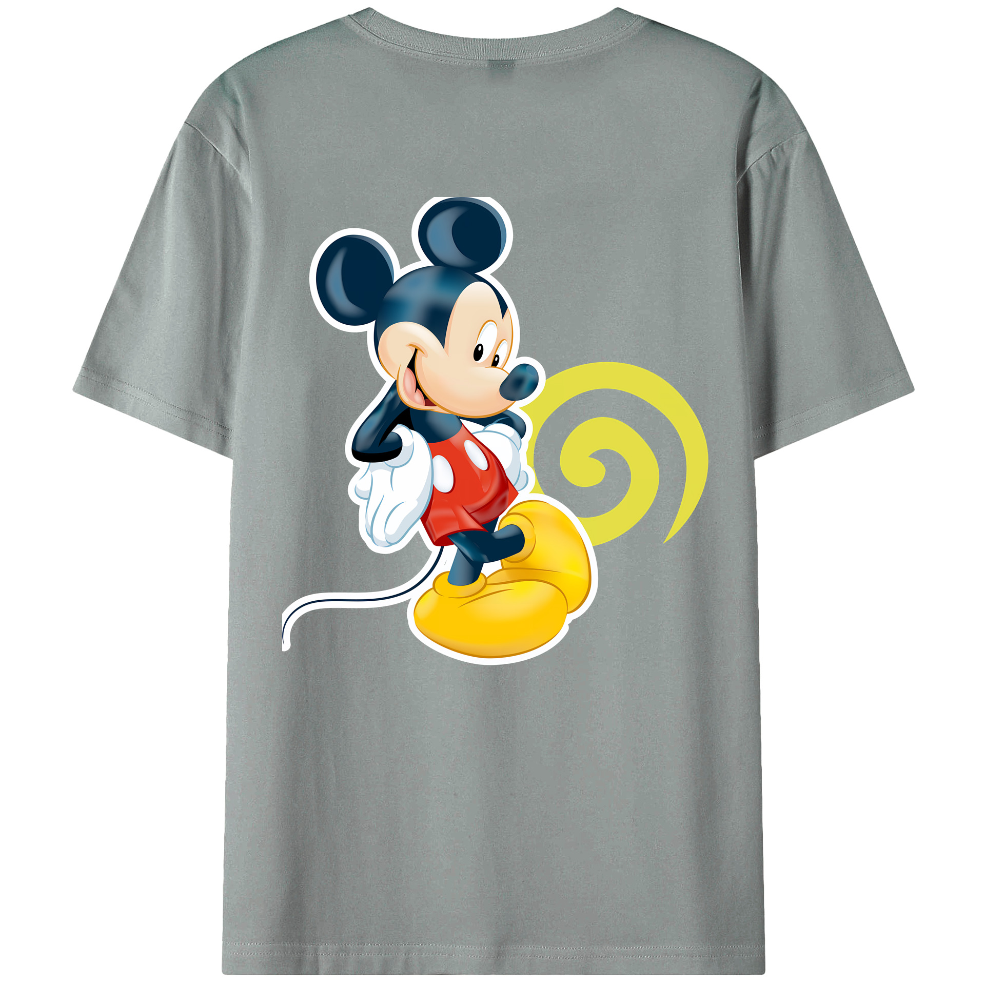 （画像用） ミッキーマウス Mickey Mouse 綿100％ メンズ半袖Tシャツ（バックプリント） 通気性